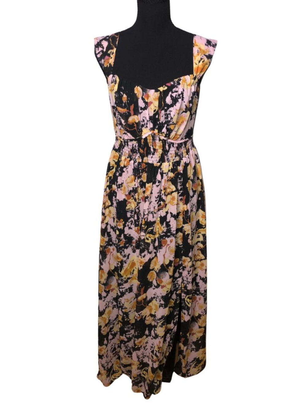 Grace Karin Pink Black Floral Maxi Medium Dress